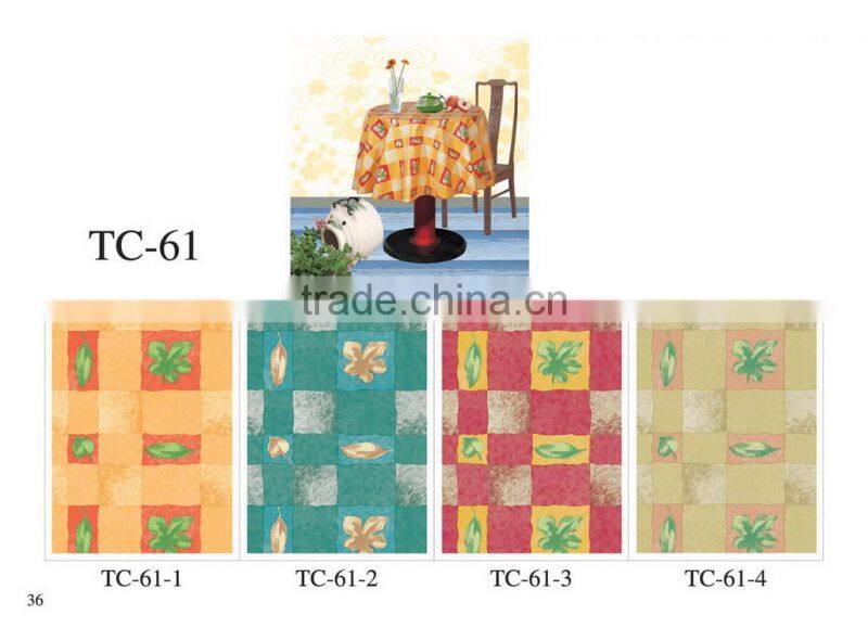 2016 Designed Printed PVC table cover cloth with falannel back , Direct factory/Manufactory supply/industrial