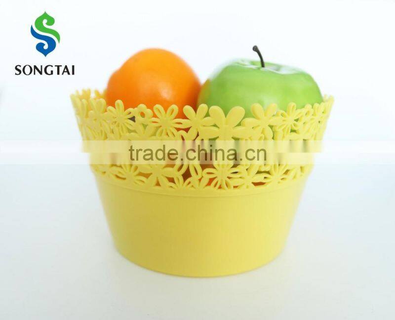 2016 New Style plastic pp circular fruit basket with sunflower