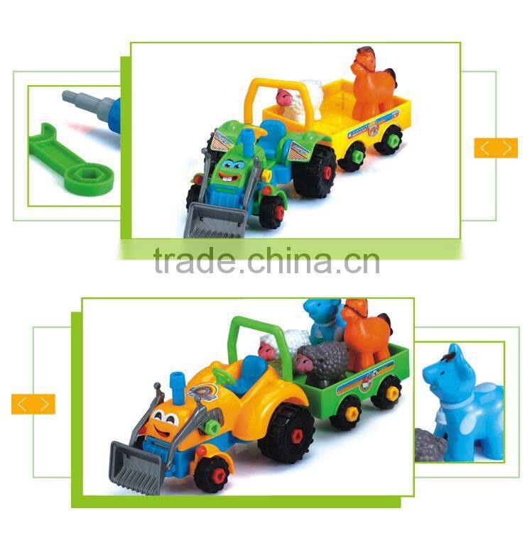 Hot sale kid plastic cartoon diy self truck toy car assembly kit