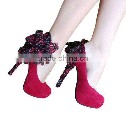 SC010 2013 Fashion orange handmade ladies heel shoe covers with flower