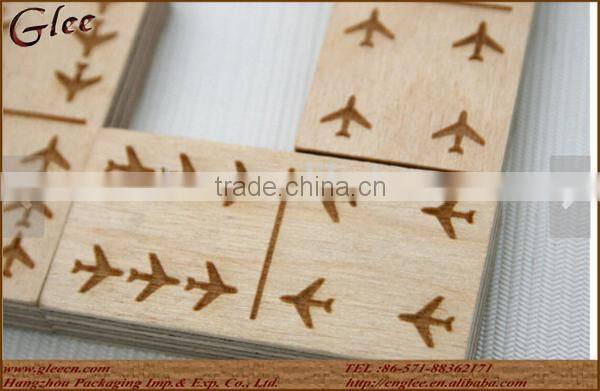 personalized wooden Domino game with aircraft theme wooden box