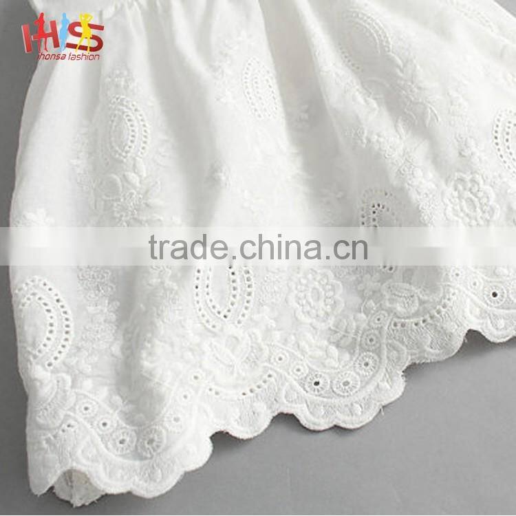 Latest New Model Children Frocks Designs 2016 White Crochet Lace Girl Dress