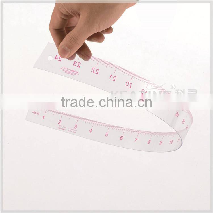 Kearing flexible plastic inch stick curve ruler ( sandwich line ) 24'' garment curve ruler # 6324