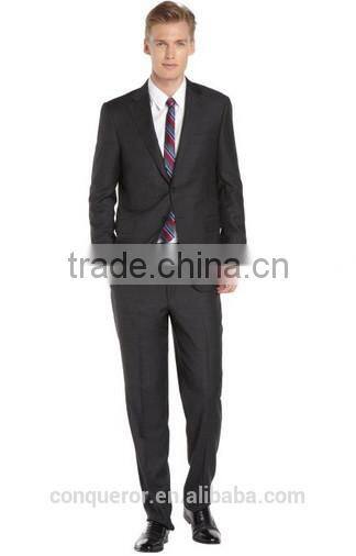 Grey Basket Weave 2-Button Wool Suit (SHT1172)