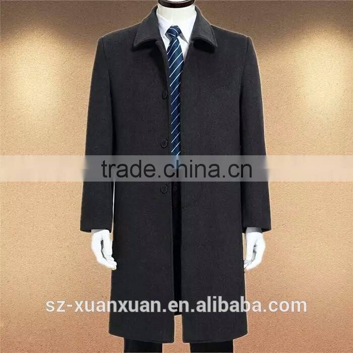 2016 Winter latest design black woolen long business jacket down jacket for men