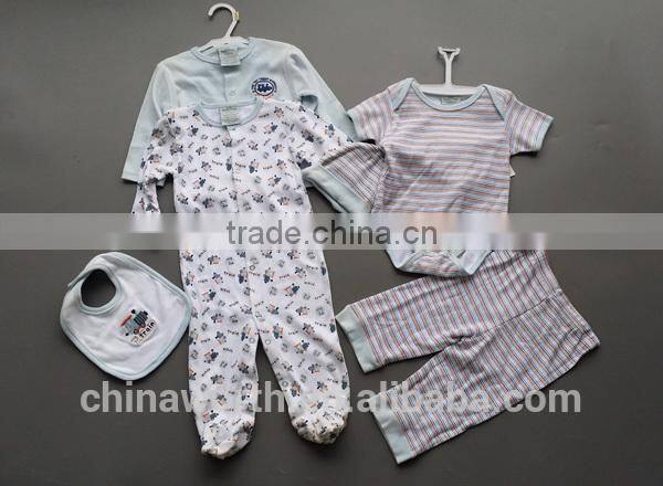 6pcs set organic cotton full printed baby layette
