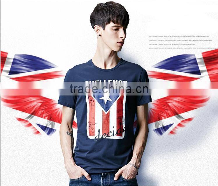 Round neck Men 100% custom t- shirt flag print T-shirt