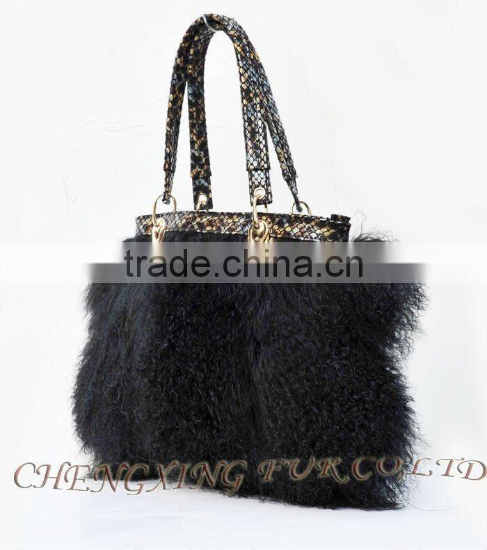 CX-H-47B Mongolian Lamb Fur Ladies Handbag New Products