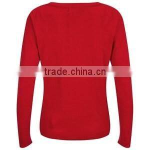 Christmas Red Color Pullover Hooded Sweater For Women