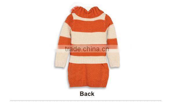 Winter New Style children Long Sleeve Sweater Dress with Pockets and Buttons