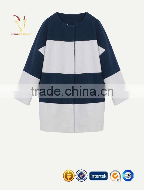 2016 Best Sale Long Womens Wool Cashmere Coat for Women Cashmere Coats with Crew Neck Collar