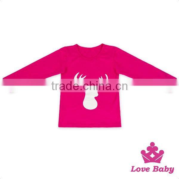 2017 Spring Girls Clothing Sets Style Elk Red T-Shirt Elk White Pants Set Boutique Outfits Kids