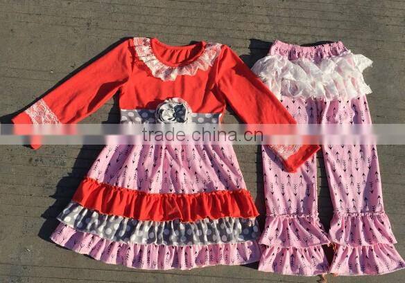 2016 giggle moon remake outfits wholesale children's boutique clothi cotton dress and pant ruffle outfits