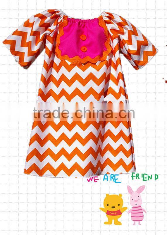 kid clothes in china girls orange chevron dress with bib toddler girl cute chevron cotton skirt