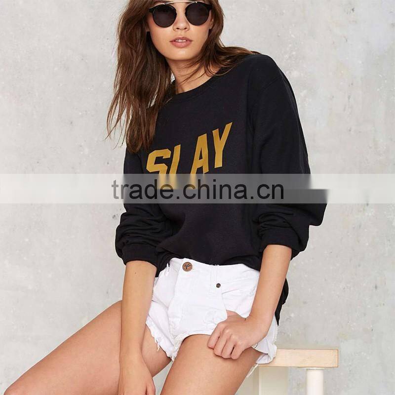 Women's 100% cotton gold foil sreetwear casual sweatshirt