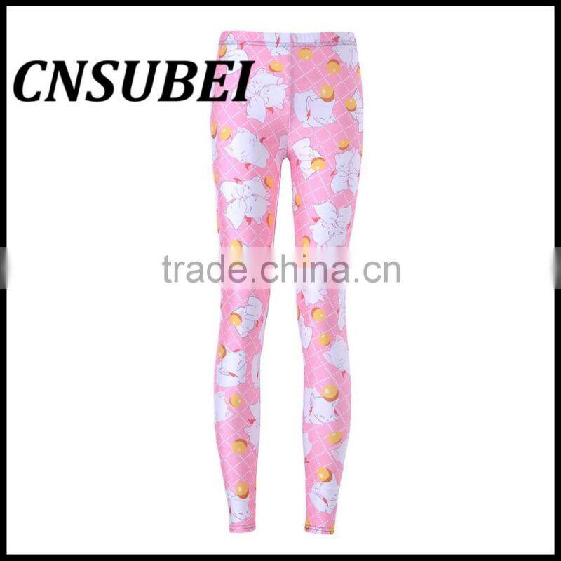 Cute Pink Cat digital printing personalized fashion yoga pants