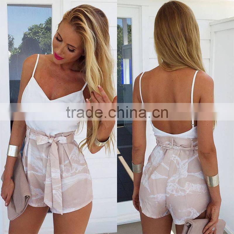 Wholesale custom fashion sleeveless chiffon jumpsuits women summer romper