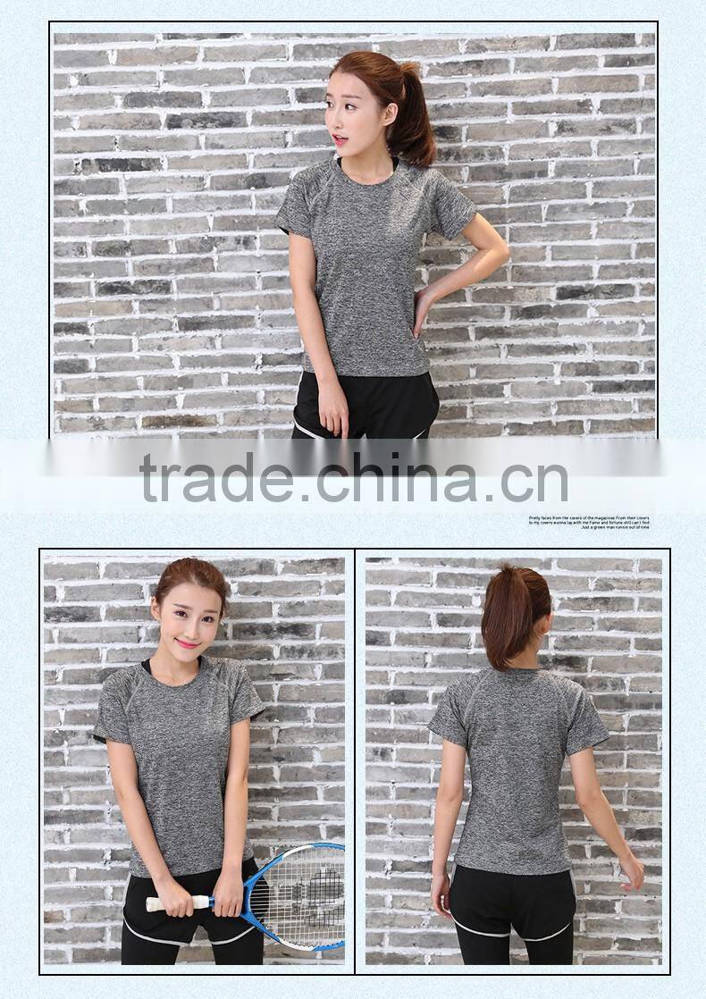 Hot dry fit women running t shirt ,polyester t shirt for running and gym wear