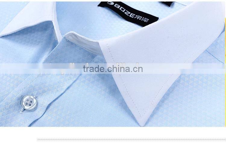 European & American fashionable style white collar & cuff men's dress fitness shirt with long sleeve