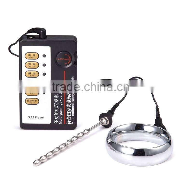 Male Electric Shock Cock Ring, Metal Penis Enlarger Massager Accessory For DIY Sex Toys