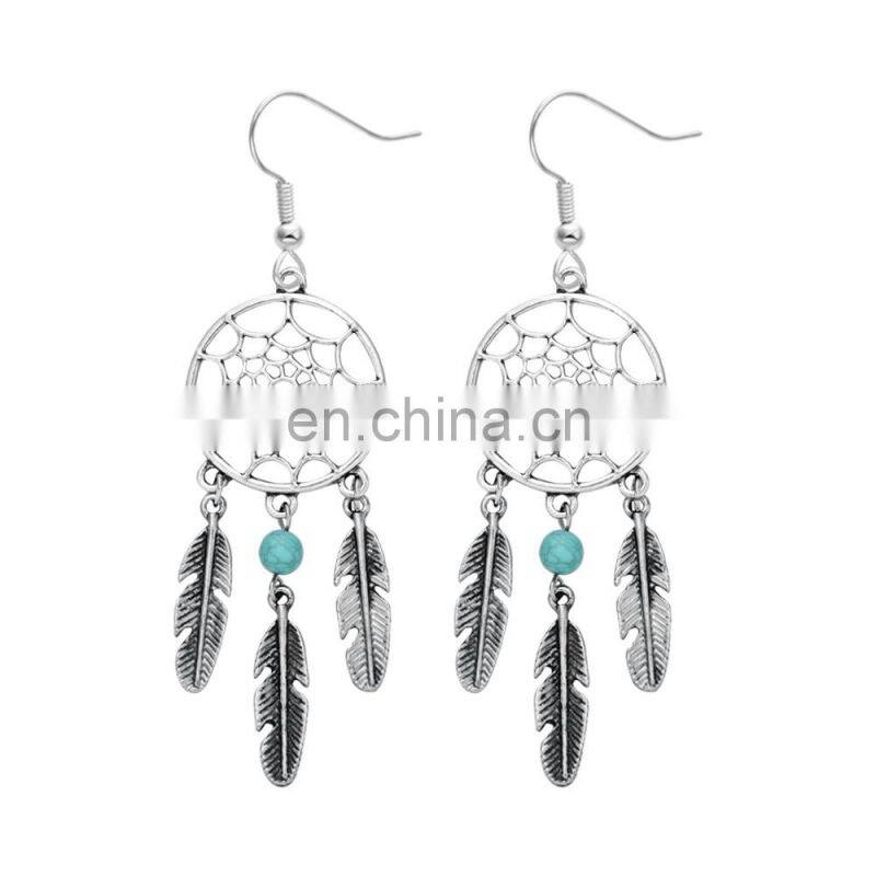 Handmade Jewelry Antique Silver Earring Dream Catcher Charm Drop Earring fr Women