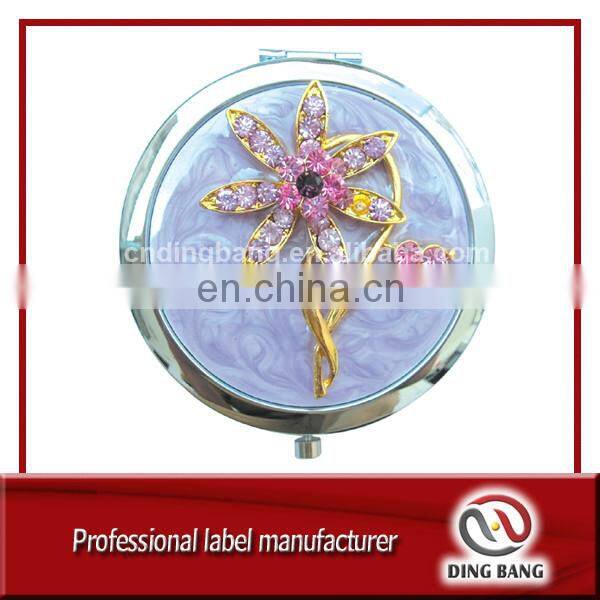 Hot Sale High Quality Custom Made Gold Color Hollow Type And Diamond Decoration Fashional Souvenir Metal Mirror