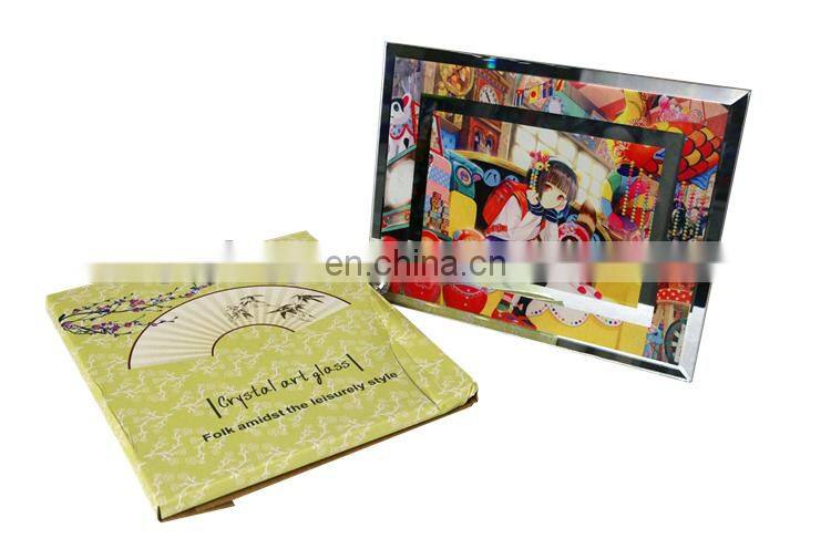 sublimation glass photo frame with double mirror side around new design glass photo frame