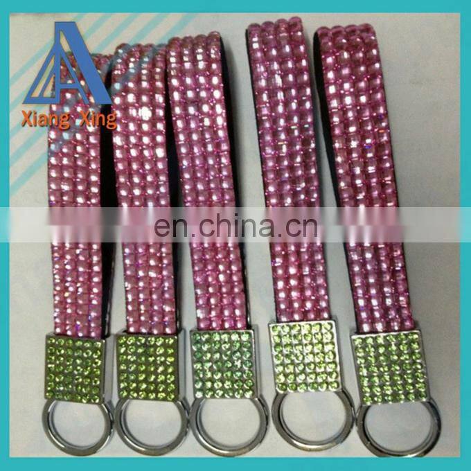 Solid color rhinestone bead cell phone wrist strap for sale