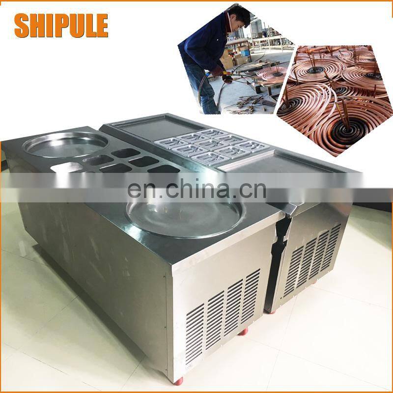 Top sale ice cream machinery Double square Pan Roll Fried Ice Cream roll Machine Fry ice pan machine