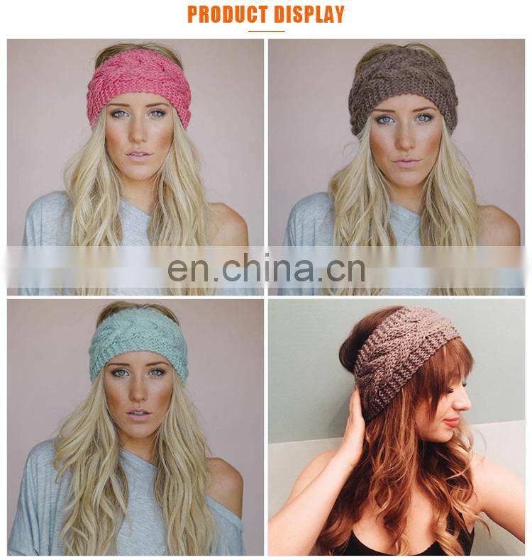 China Supplier Fashion Different Style Blue Purple Flexible Knitted Winter Hair Wool Band Band