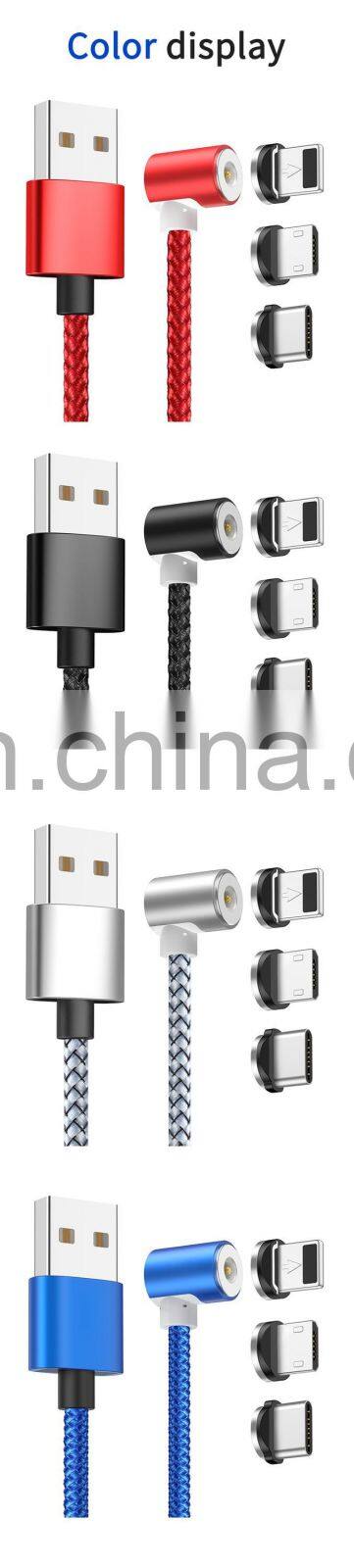 2020 New product Hot wholesale Flowing Light Magnetic Charging Cable Cellphone Fast Micro USB Cable Charger Data Cable Line