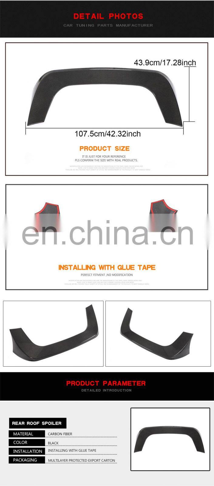 Reliable Carbon rear roof spoiler for BMW I3 2014-2020