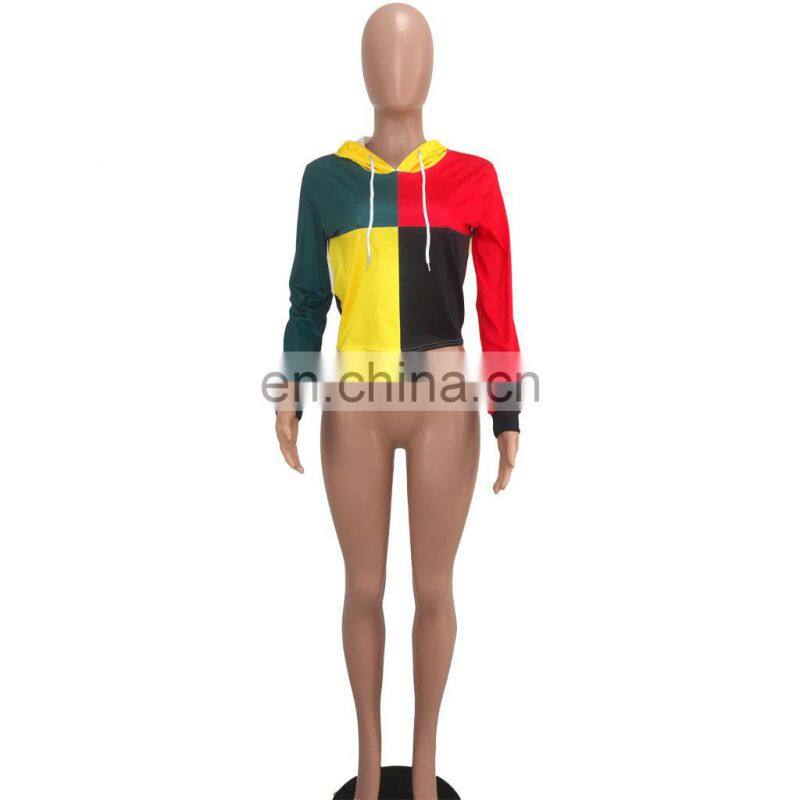 Spring and summer new hooded casual sports sweater hooded stitching fashion loose large size manufacturers wholesale custom