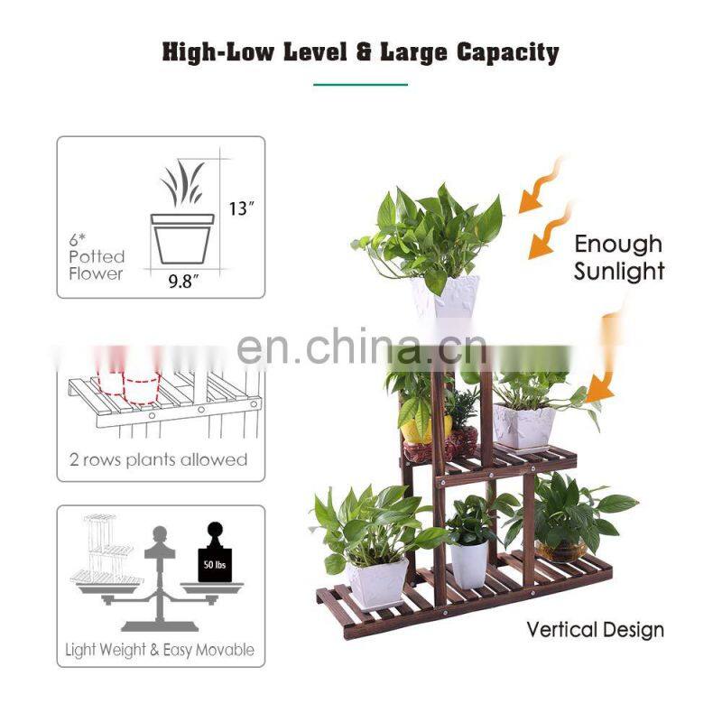 Bamboo 3-Tier Hanging Plant Stand Planter Shelves Flower Pot Organizer Storage Rack Folding Display Plants Shelf
