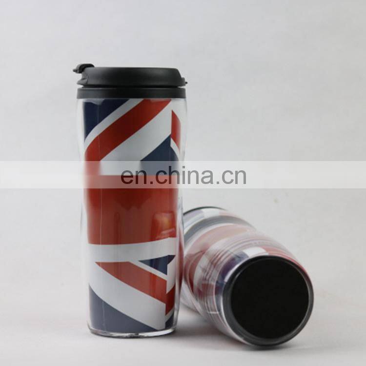 Paper Insert Double Walled Coffee Tumbler Plastic Custom Logo