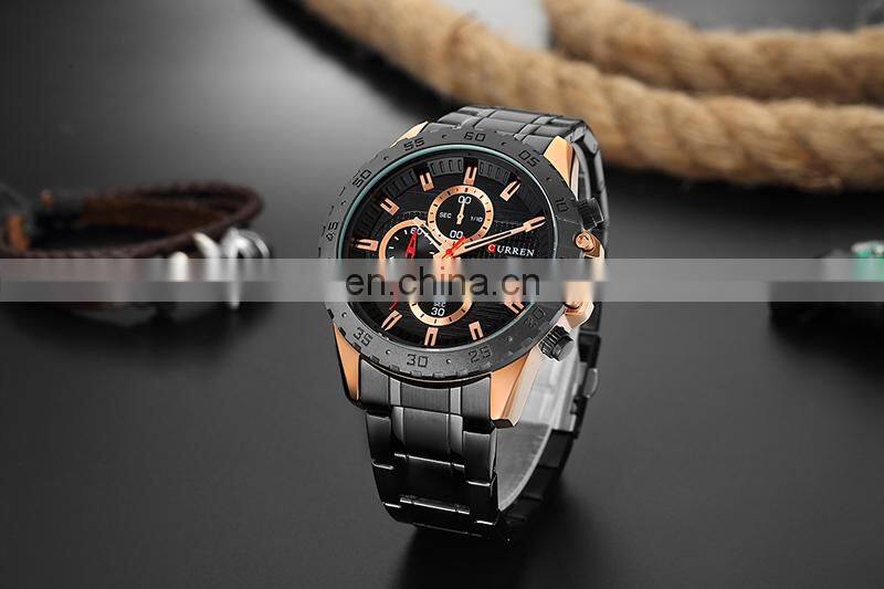 CURREN 8334 Men Quartz Chronograph Business Watches Fashion Stainless Steel Auto Date Casual Wristwatch