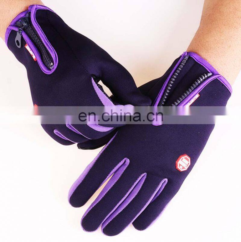 Wholesale Waterproof purple neoprene fabric with touchscreen fingers outdoor sport diving protective glove