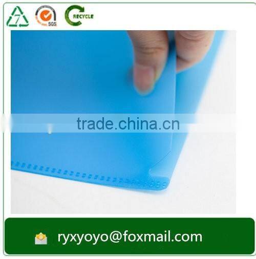Transparent glossy polypropylene plastic a4 size L shape clear folder