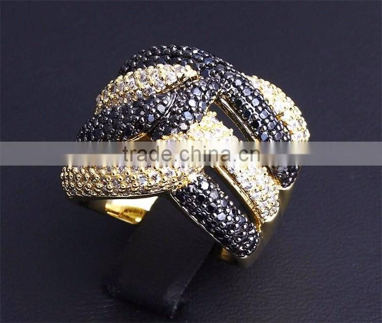 Wholesale Jewelry Smart Chunky Style Look Cubic Zirconia Black White CZ Party Ring