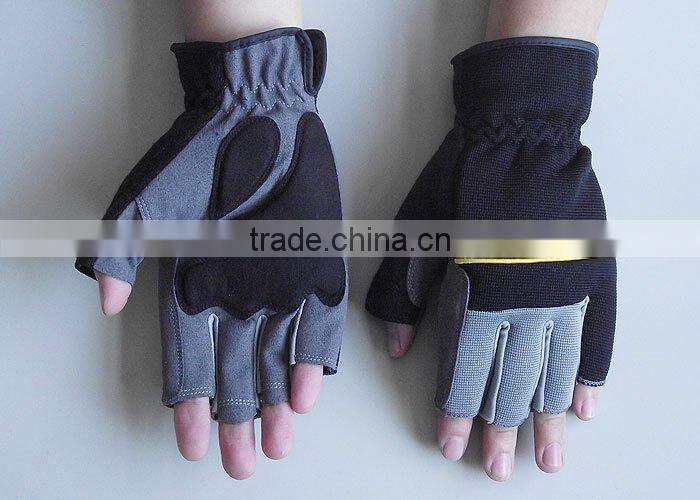 Spandex Back Synthetic Leather Palm safety Protective Mechanic Work Gloves