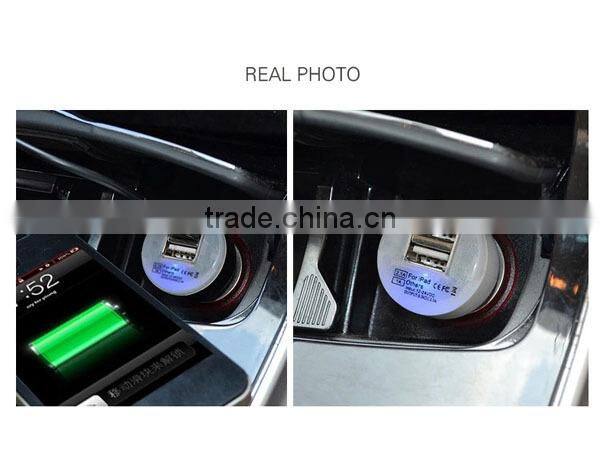 Mulit colors OEM fashion design 2.1a double usb car charger