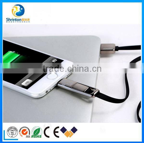 High quality colorful Remax 2 in 1 TPE Copper Core 2.1A USB Cable for smartphone