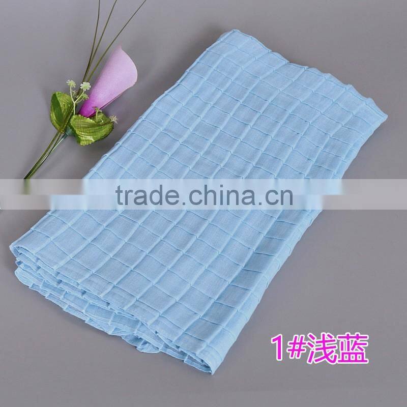 2016 Newest Check Pattern Embossed Plain Viscose Women Scarf