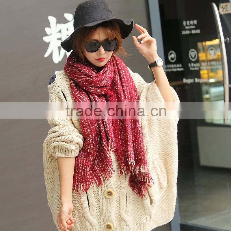 Latest Style Tassel Woven Two-Tone Loop Yarn Lady Winter Wraps And Shawls