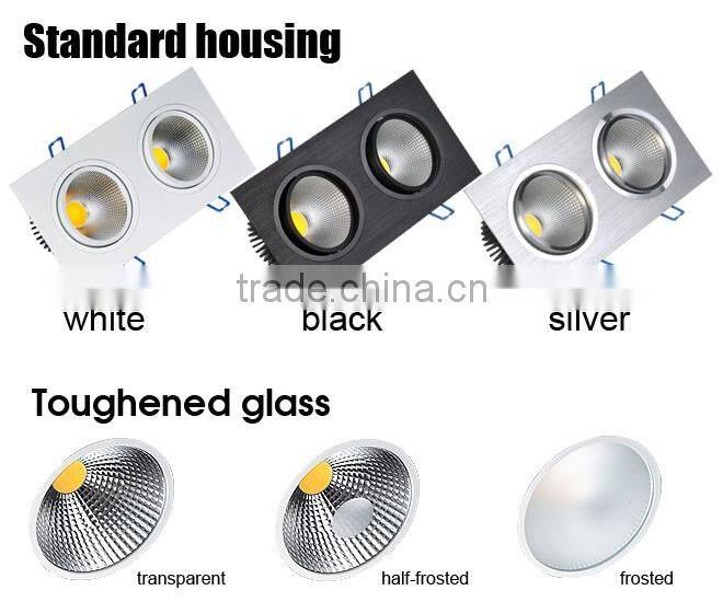 High brightness 2*10w square led cob downlight 230v black dimmable downlight