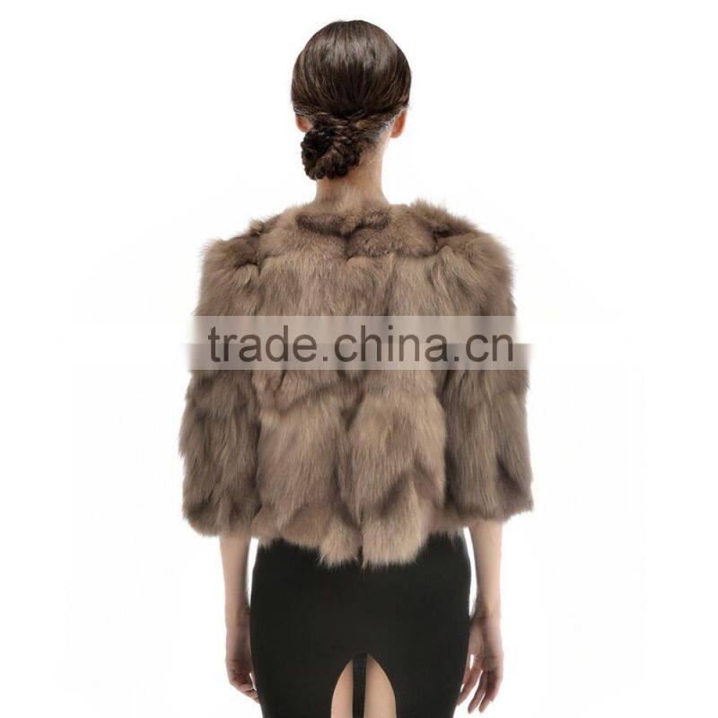 Hot Sell Short style Lady Winter charming Clothing Natural Fox Foot Fur Coat