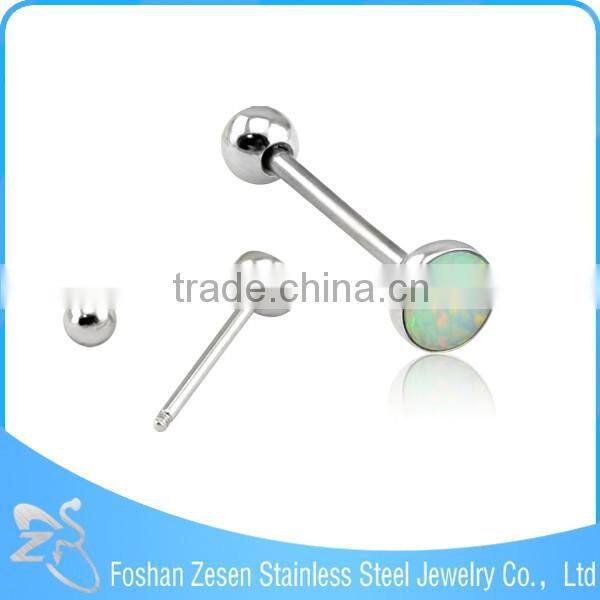 Piercing Jewelry Light Blue Fire Opal Stone Barbell Bar Tongue Ring