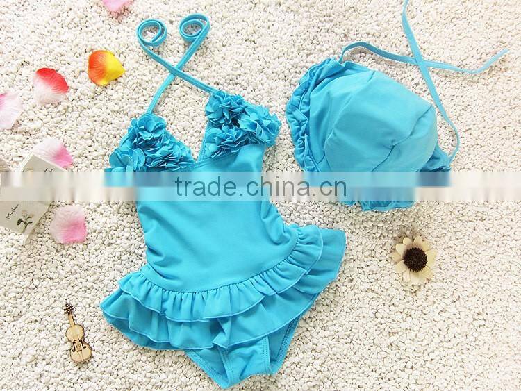 2016 One piece kid swimming suit for summer girl swimwear whoelsale kid bathing suit (S033)