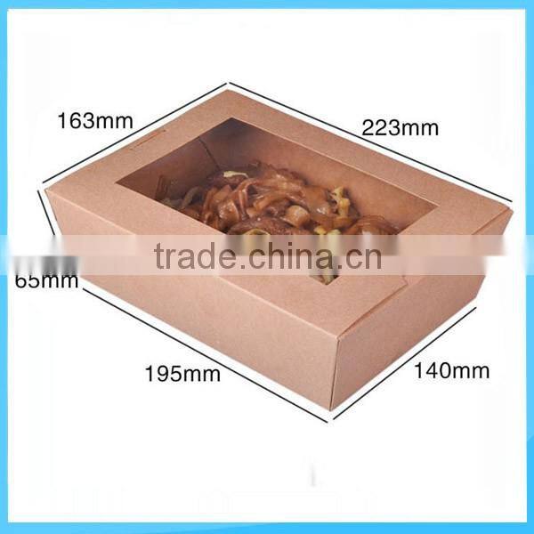 High quality PE craft paper salad box ,paper box with window,paper salad box printed