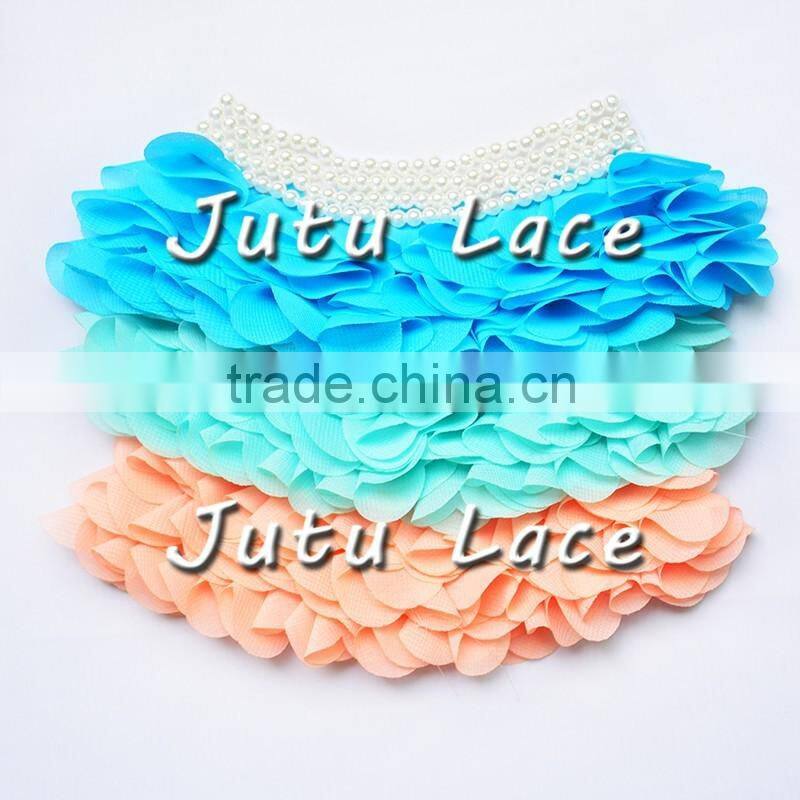 shabby chiffon collar with pearl centre- garment accessories